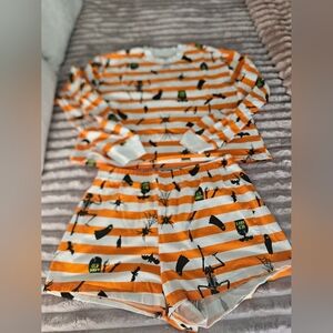 Old Navy Orange and White Striped Halloween Pajama Set
